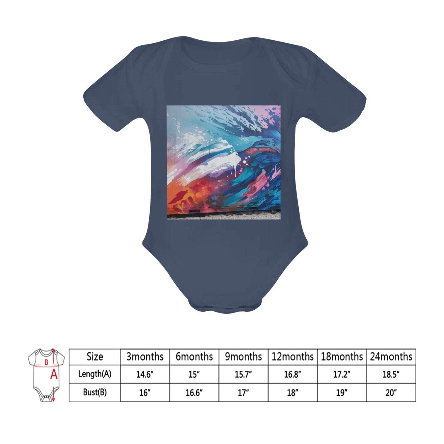 Baby Powder Organic Short Sleeve One Piece Model T28(One Side Printing) - Estalios