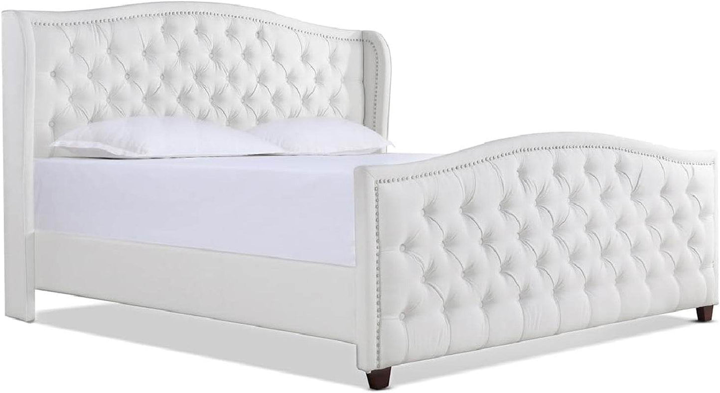 Marcella Upholstered Shelter Headboard Bed Set, Queen Size - Estalios