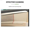 Car door panel with cleaning demonstration.