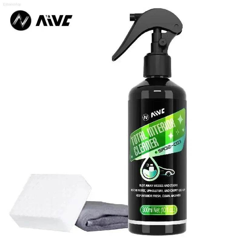 Black spray bottle of car interior cleaner.