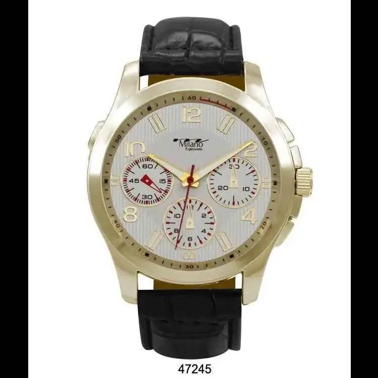 Carlinville Black Vegan Crocodile Band Watch with Gold Case - Estalios