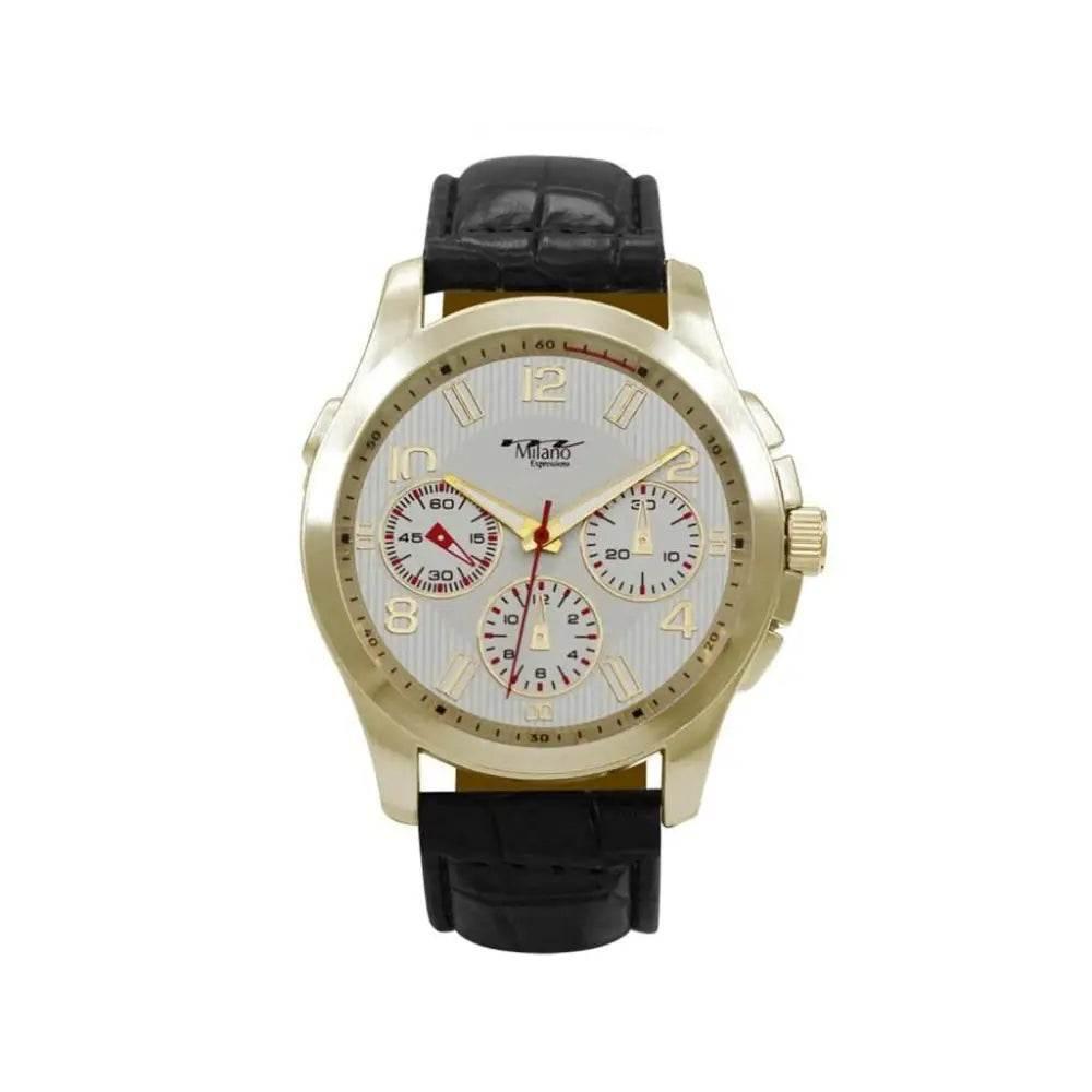 Carlinville Black Vegan Crocodile Band Watch with Gold Case - Estalios