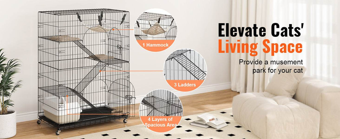 4 Tier Large Cat Playpen for Indoor Exercise and Play - Estalios
