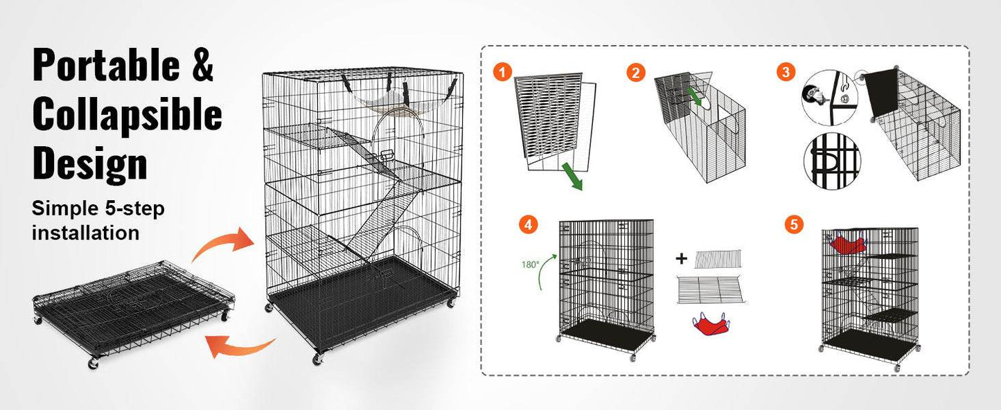 4 Tier Large Cat Playpen for Indoor Exercise and Play - Estalios