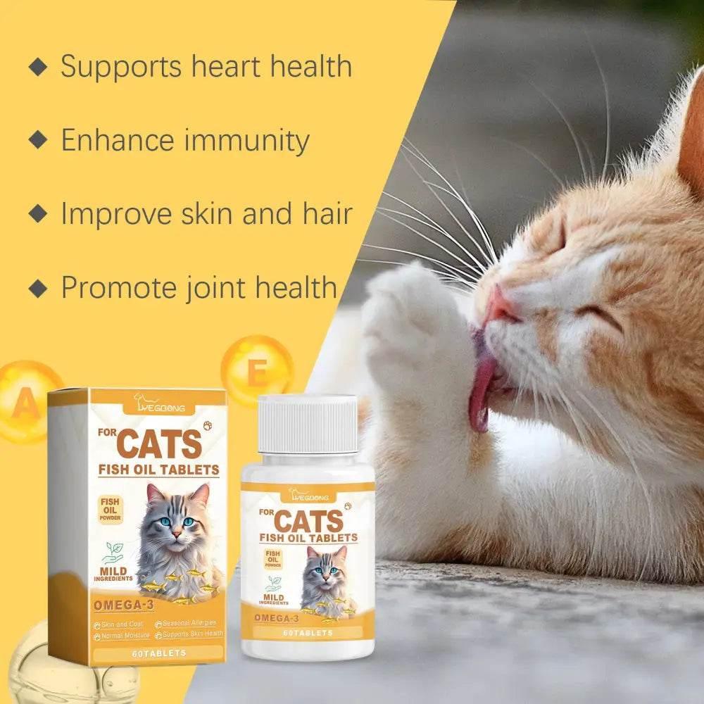 Cat Care With Multi-Dimensional Fish Oil Tablets for Healthy Skin - Estalios