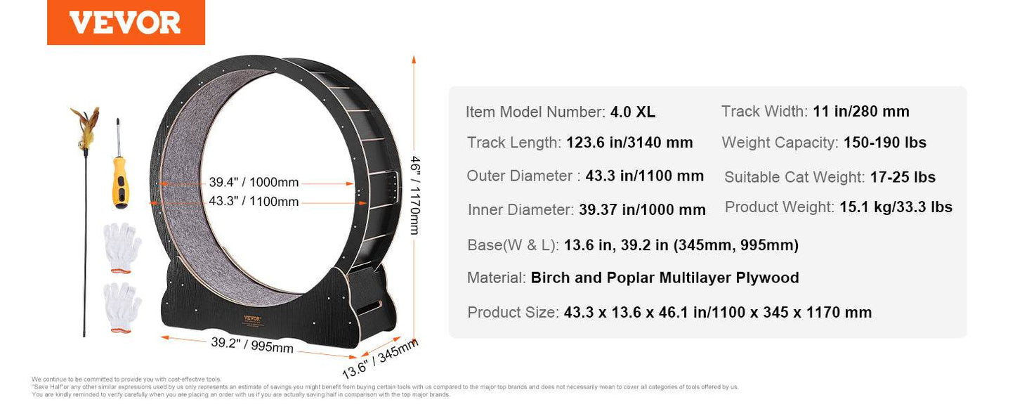 Cat Exercise Wheel Natural Wood Silent Running Treadmill - Estalios