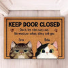 Cat Personalized Decorative Mat - Keep The Door Closed Sign - Estalios