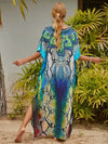 Chic Women's Long Caftan Print Cover-Up - Boho Beach Maxi Dress & Bathing Suit Abaya Outfits - Estalios