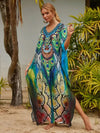 Chic Women's Long Caftan Print Cover-Up - Boho Beach Maxi Dress & Bathing Suit Abaya Outfits - Estalios