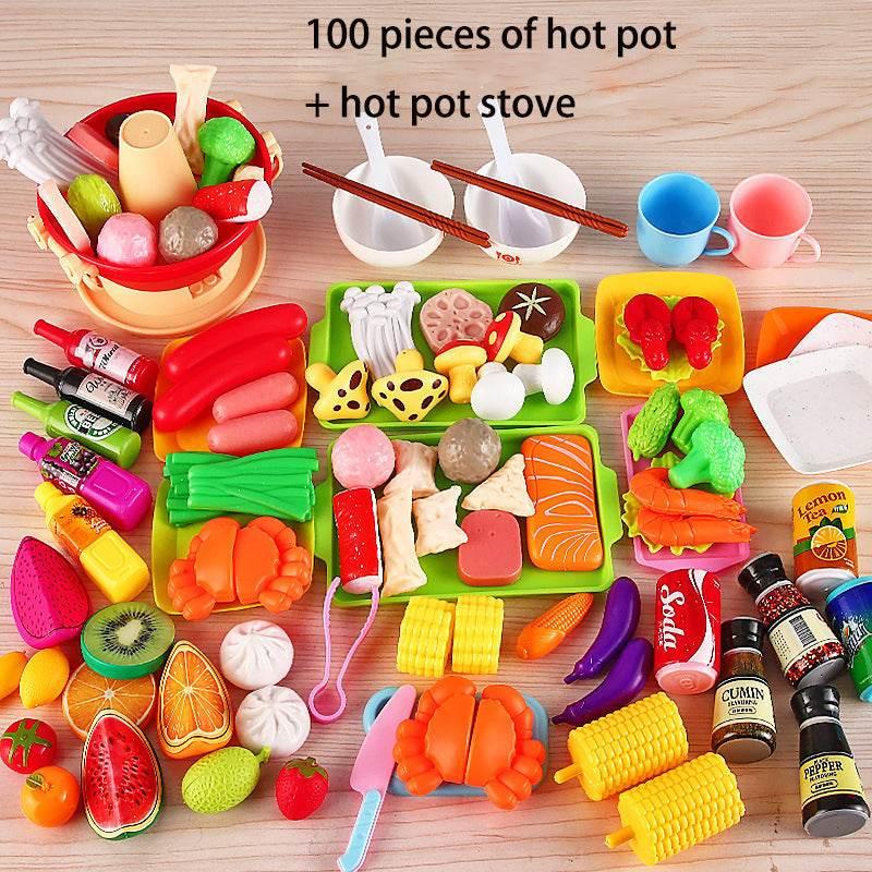 Children's Home Barbecue Simulation Food Seafood Fruit Vegetable Kitchen Hot Pot Toy Boys And Girls Cooking Set - Estalios