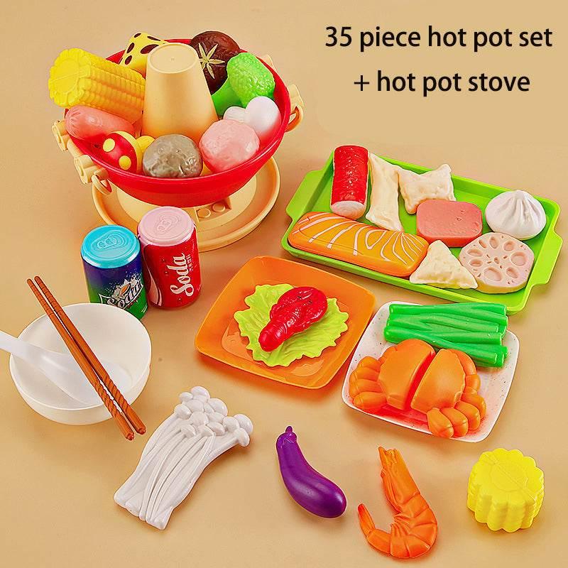 Children's Home Barbecue Simulation Food Seafood Fruit Vegetable Kitchen Hot Pot Toy Boys And Girls Cooking Set - Estalios