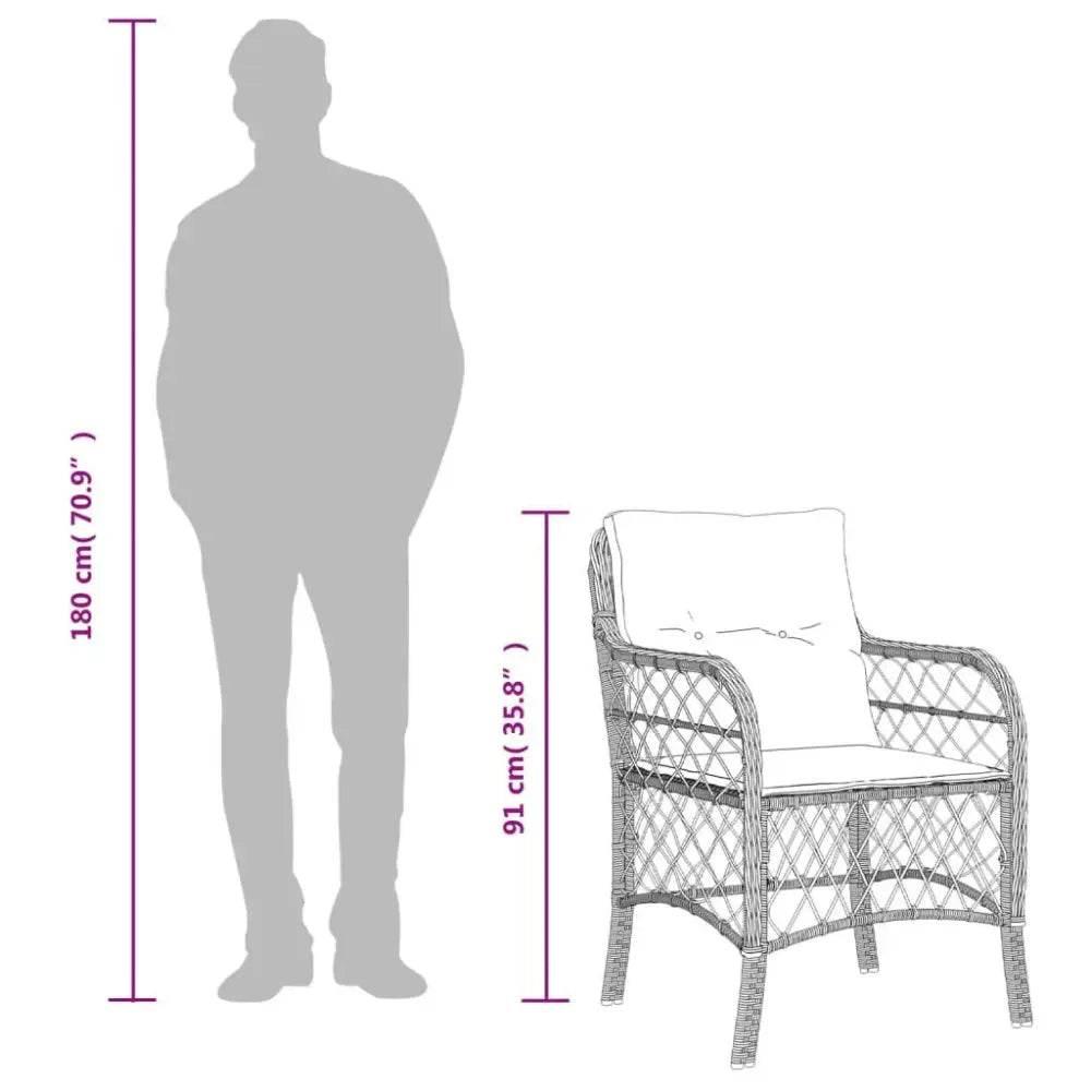 vidaXL Garden Dining Set Black and Cream - Estalios