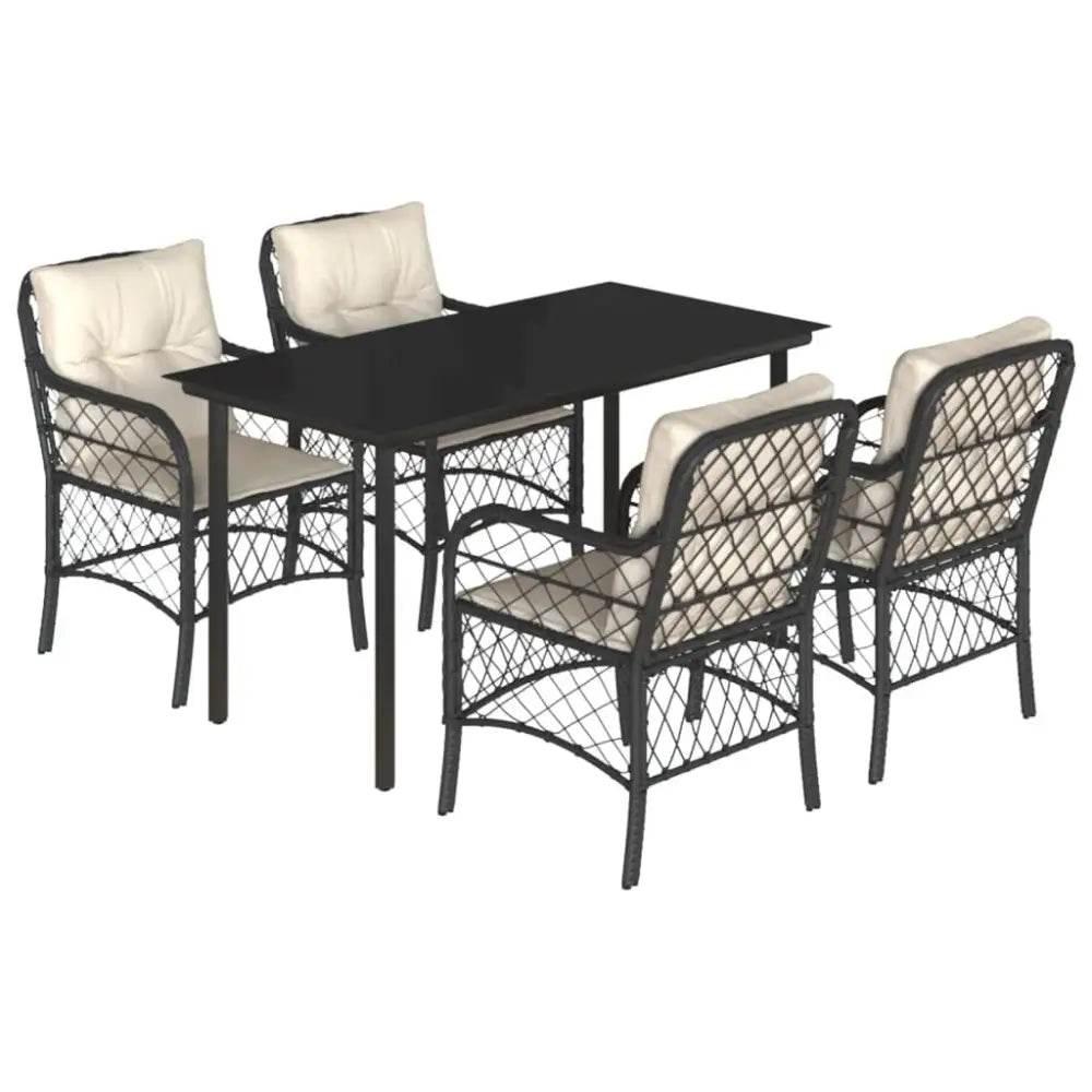 vidaXL Garden Dining Set Black and Cream - Estalios