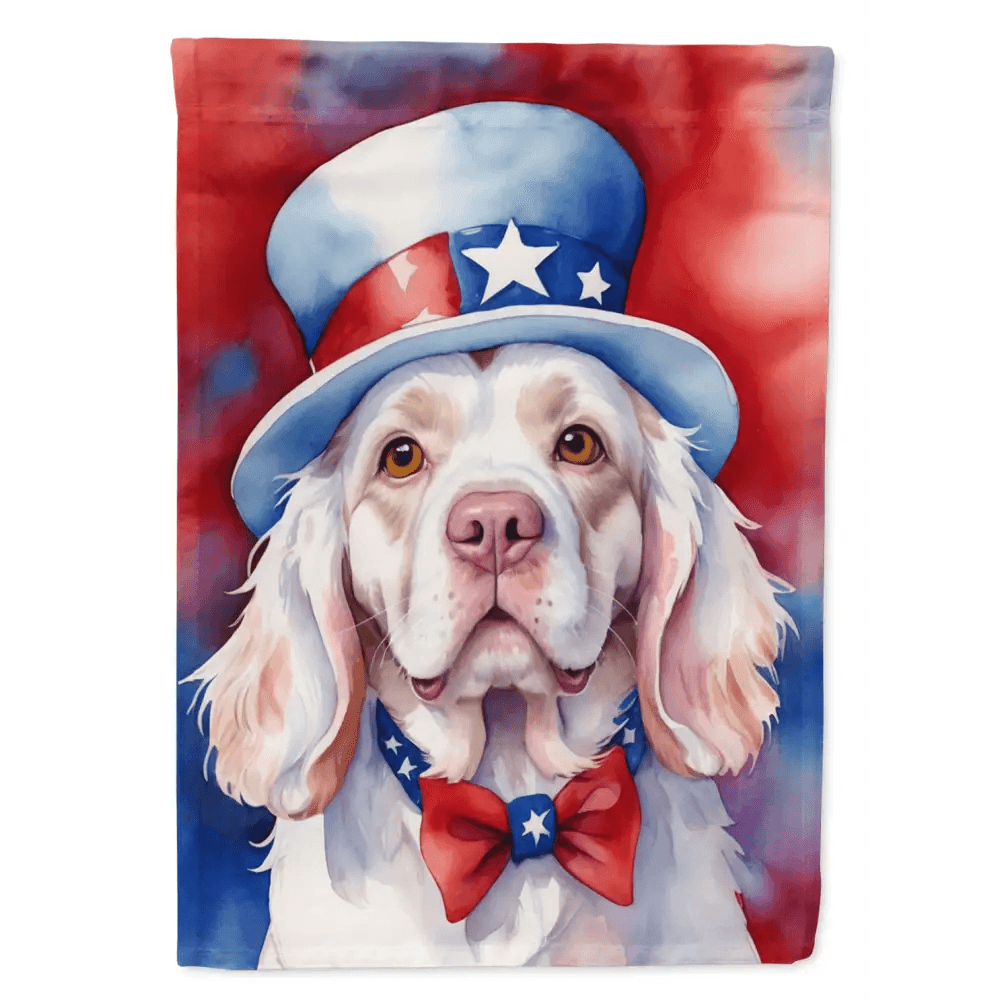 Clumber Spaniel Patriotic Garden Flag for Outdoor Decor - Estalios