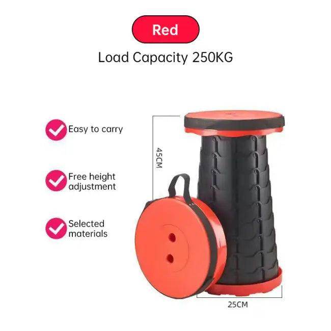 Durable Collapsible Folding Stool in Red, Blue, Black Options - Estalios