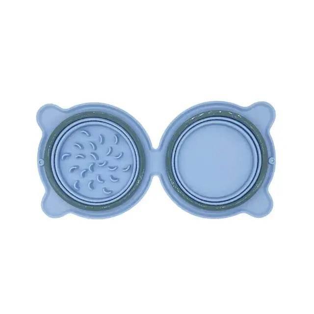 Collapsible Silicone Double Dog Bowl Travel Mat Feeder - Estalios