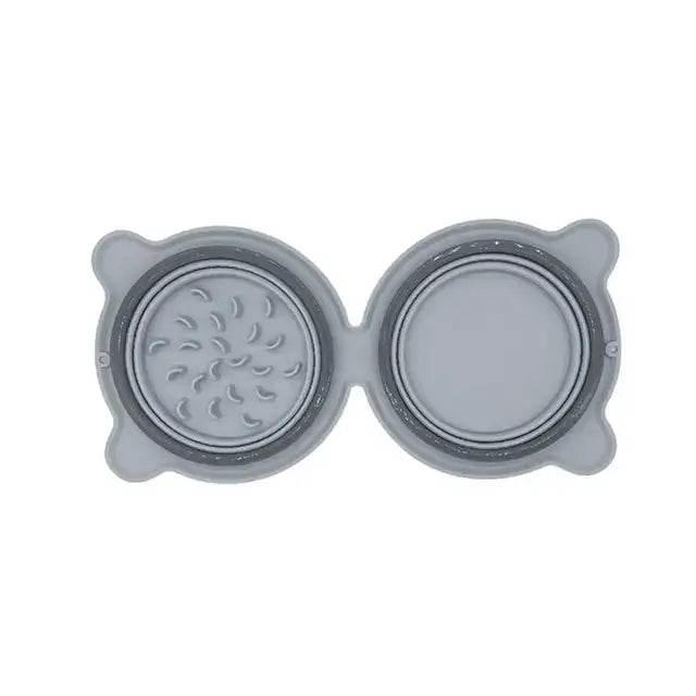 Collapsible Silicone Double Dog Bowl Travel Mat Feeder - Estalios