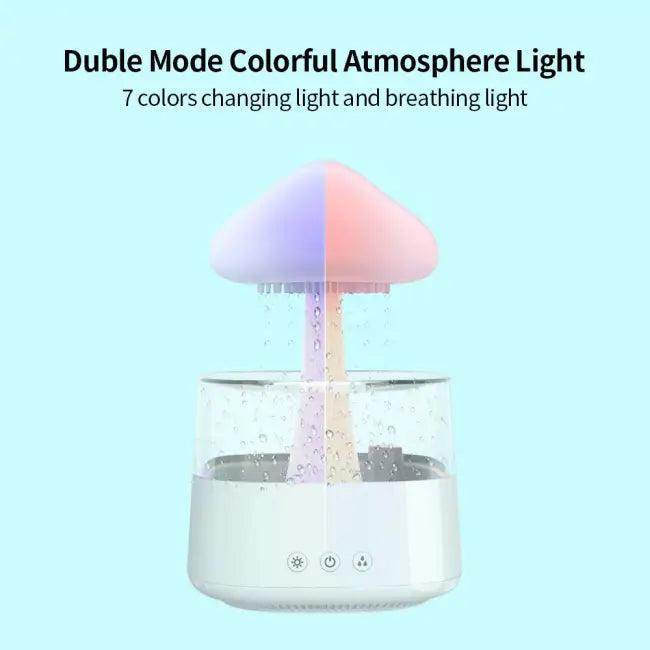 Color-Changing Mushroom Rain Humidifier and Aroma Diffuser for Relaxation - Estalios