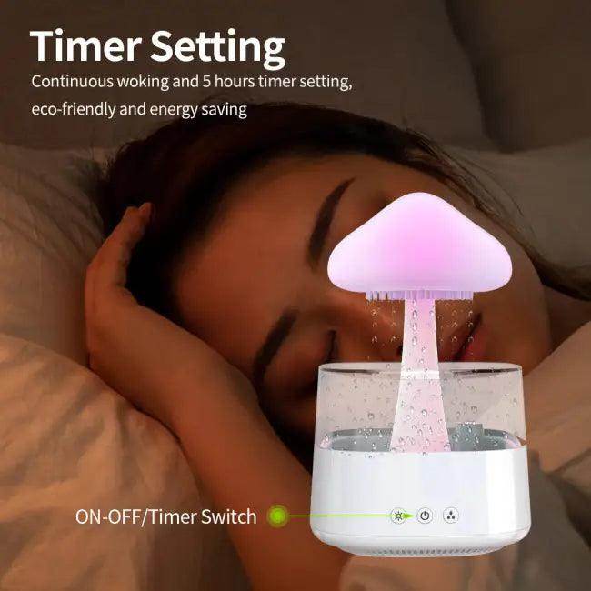 Color-Changing Mushroom Rain Humidifier and Aroma Diffuser for Relaxation - Estalios