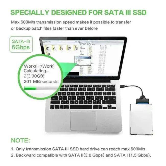 Sleek Black SATA to USB Adapter for Effortless Data Transfer - Estalios