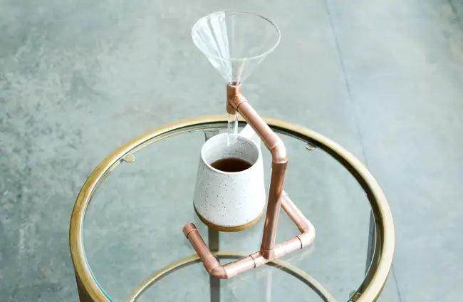 Sleek Copper-Infused Glass Pour Over Coffee Maker Set - Estalios