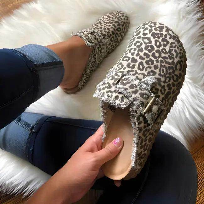 Stylish Cow-Print Clogs with Adjustable Straps and Buckle Design - Estalios
