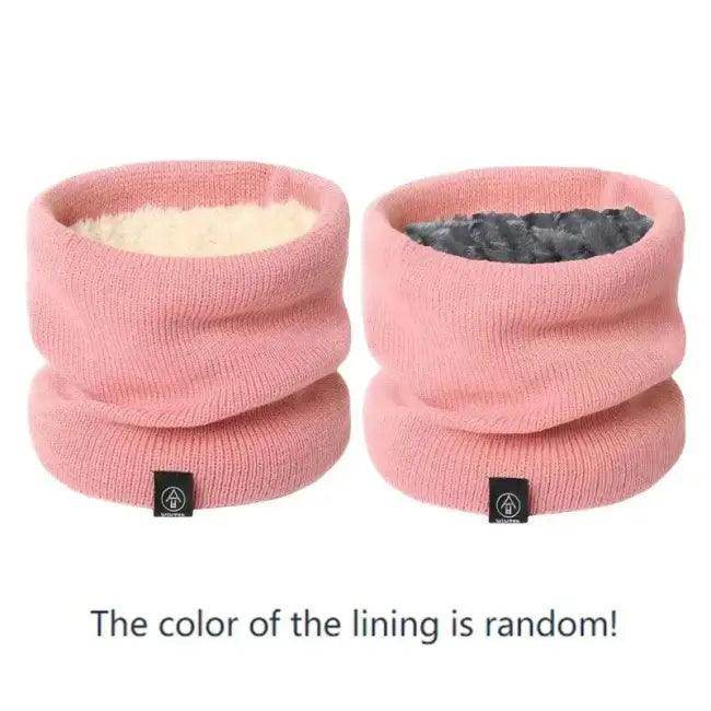 Cozy Fleece-Lined Knitted Scarf for Women in Gray and Pink - Estalios