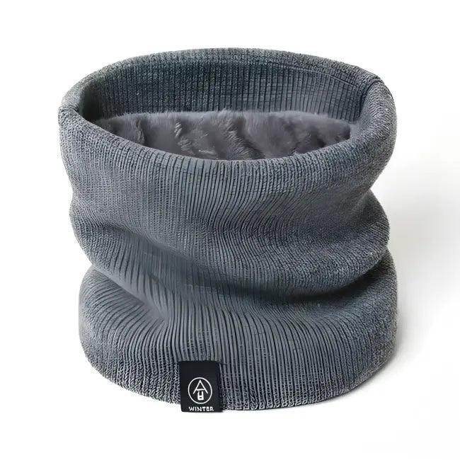 Cozy Fleece-Lined Knitted Scarf for Women in Gray and Pink - Estalios