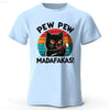 Cute Cat Doodle Print Cotton T-Shirt for All Seasons - Estalios