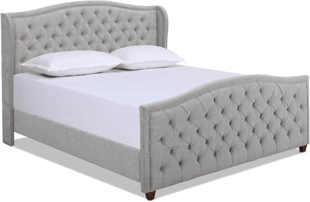 Marcella Upholstered Shelter Headboard Bed Set, Queen Size - Estalios