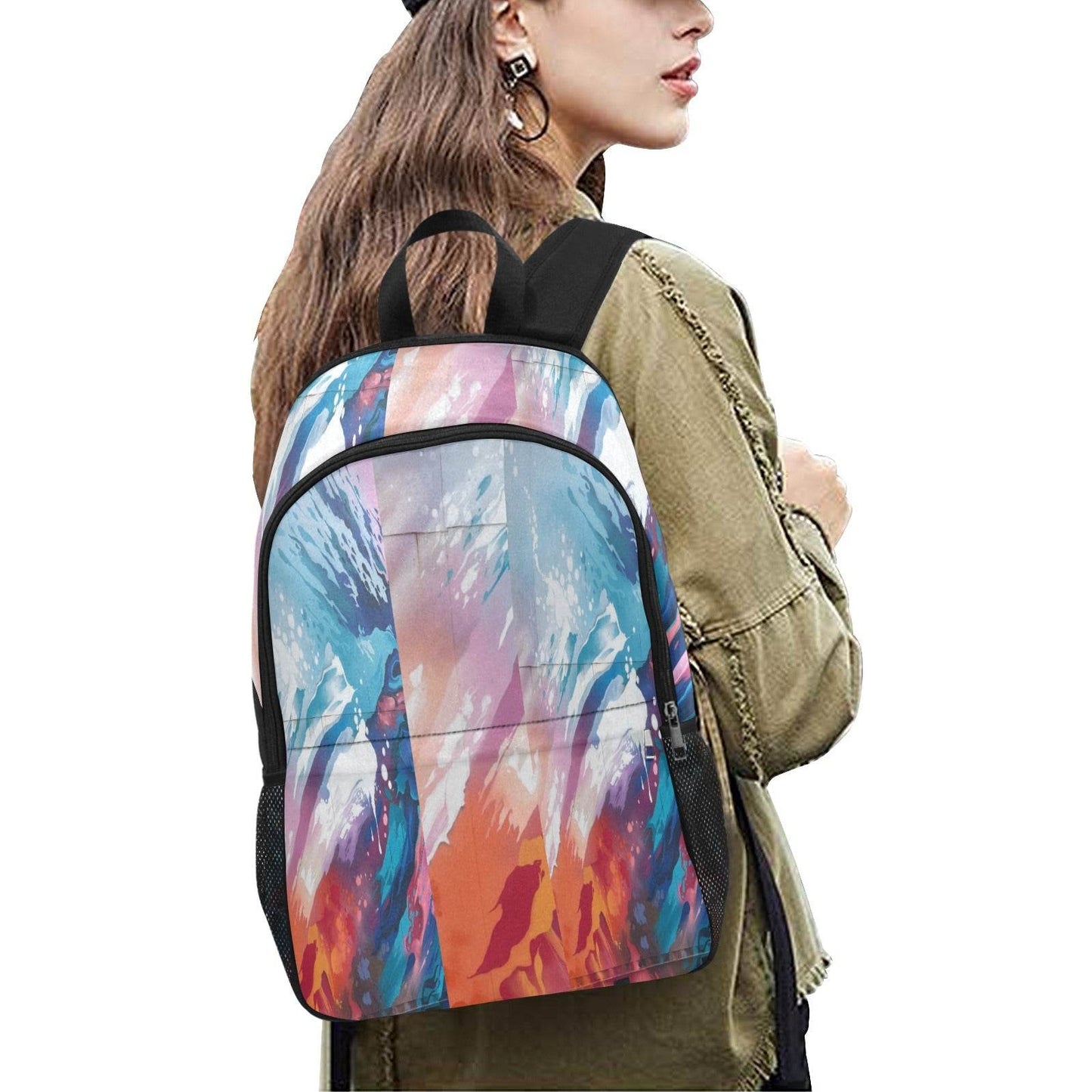 Durable Fabric Backpack with Side Mesh Pockets (1659) - Estalios
