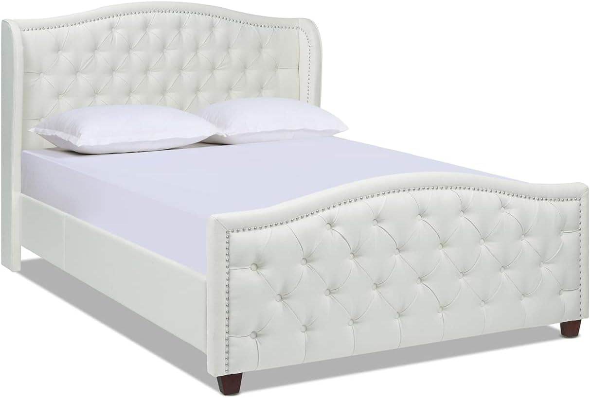 Marcella Upholstered Shelter Headboard Bed Set, Queen Size - Estalios