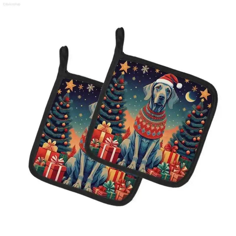 Dashing Doggy Christmas Pot Holders! Get ready to add some festive cheer to your kitchen with our adorable Dog-themed Pot Holders. These aren't - Estalios