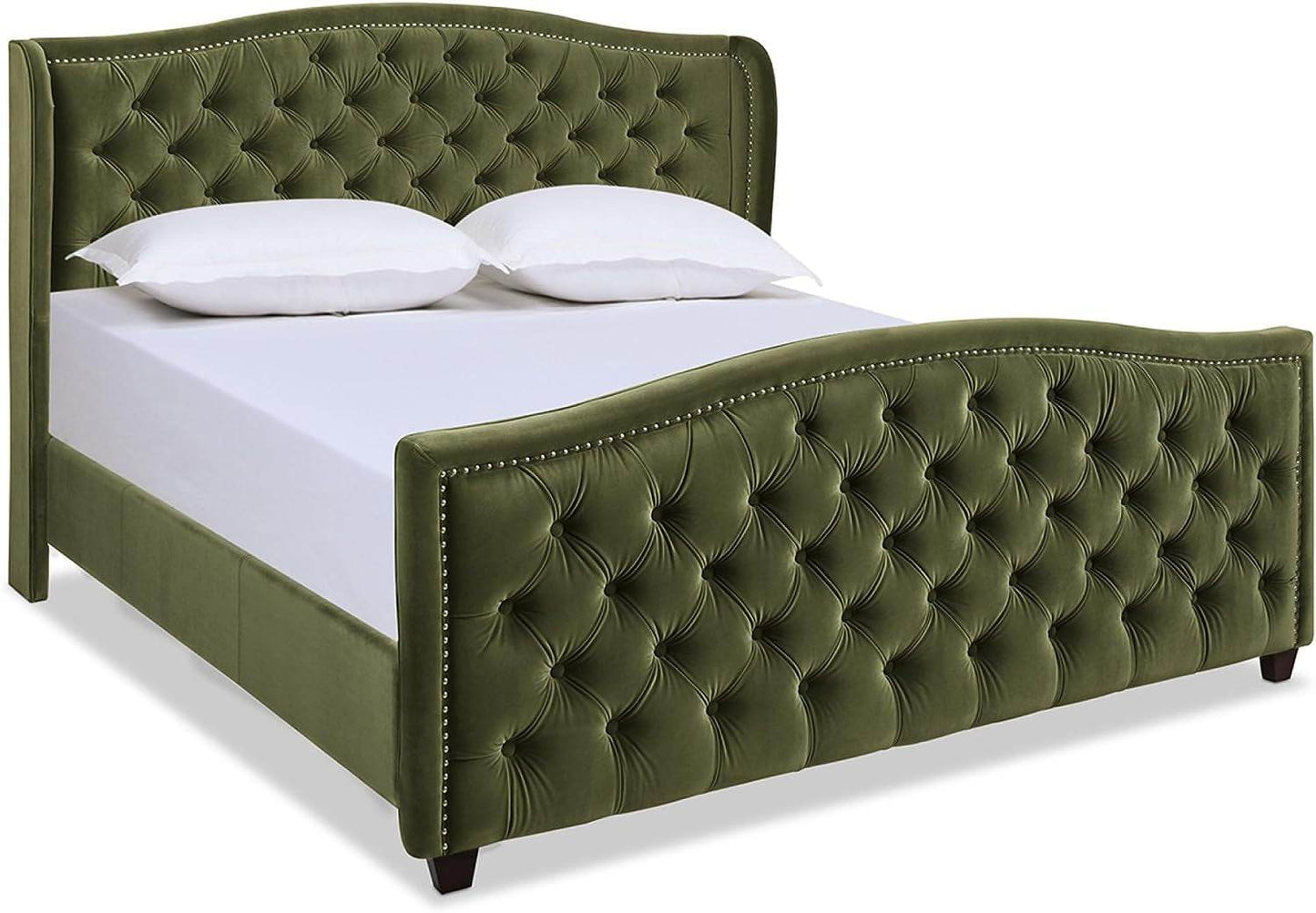 Marcella Upholstered Shelter Headboard Bed Set, Queen Size - Estalios