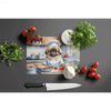 Dog Chef Decorative Glass Cutting Board: Kitchen Magic! Okay, Check out this Awesome Dog Chef Illustration on a Rectangular Kitchen Counter Mat and Watercolor-style Cutting Board - Estalios
