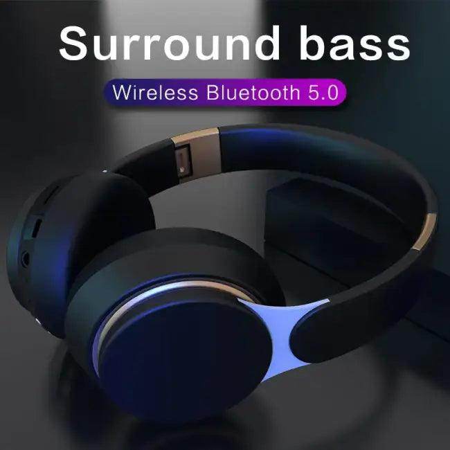 Sleek Black & Gold Over-Ear Wireless Headphones for Ultimate Sound - Estalios