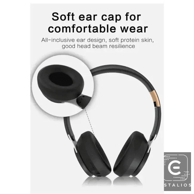 Sleek Black & Gold Over-Ear Wireless Headphones for Ultimate Sound - Estalios