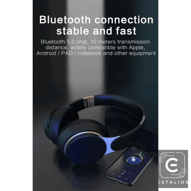 Sleek Black & Gold Over-Ear Wireless Headphones for Ultimate Sound - Estalios