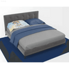 Dreamy Blue Upholstered Bed Oasis with Watercolor Dog Pillow! - Estalios