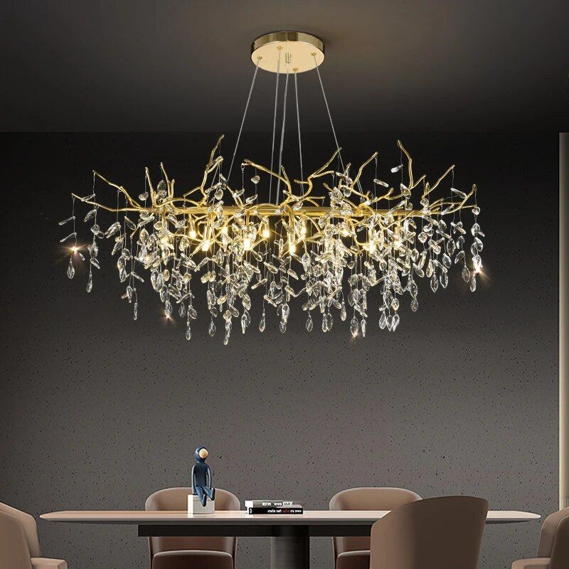 Luxury Gold Crystal Branch Chandelier for Elegant Lighting