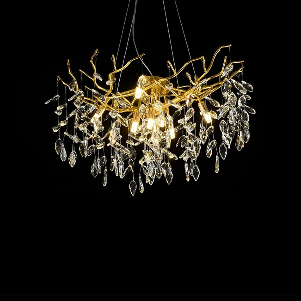 Luxury Gold Crystal Branch Chandelier for Elegant Lighting
