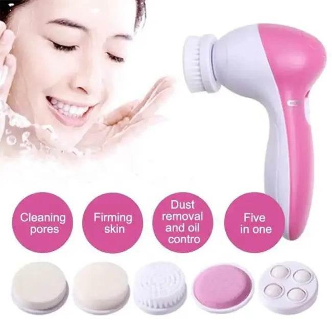Electric Facial Cleaner 5 in 1 Face Cleansing Brush Wash Machine Spa Skin Care Massager Blackhead Cleaning Facial Cleanser Tools - Estalios