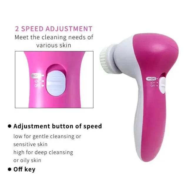 Electric Facial Cleaner 5 in 1 Face Cleansing Brush Wash Machine Spa Skin Care Massager Blackhead Cleaning Facial Cleanser Tools - Estalios