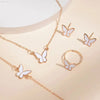 Elegant 5PCS Butterfly Jewelry Set for Women - Necklace, Earrings, Ring & Bracelet - Perfect Bridal Wedding Gift