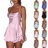 Elegant Backless Silk And Satin Ladies' Mini Dress - Estalios
