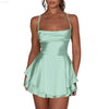 Elegant Backless Silk And Satin Ladies' Mini Dress - Estalios
