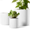 Elegant Set of 3 White Plant Pots (10", 8", 6") with Drainage Hole & Plug - Perfect for Indoor and Patio Decor