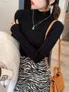 Elegant Solid Basic Knitted Turtleneck Sweater for Women - Estalios