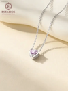 Elegant Sterling Silver Birthstone Heart Necklace for Women and Girls - EstaliosShop