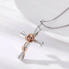 Elegant 925 Sterling Silver Rose Cross Necklace with Cubic Zirconia - Perfect Gift for Women and Moms - Estalios